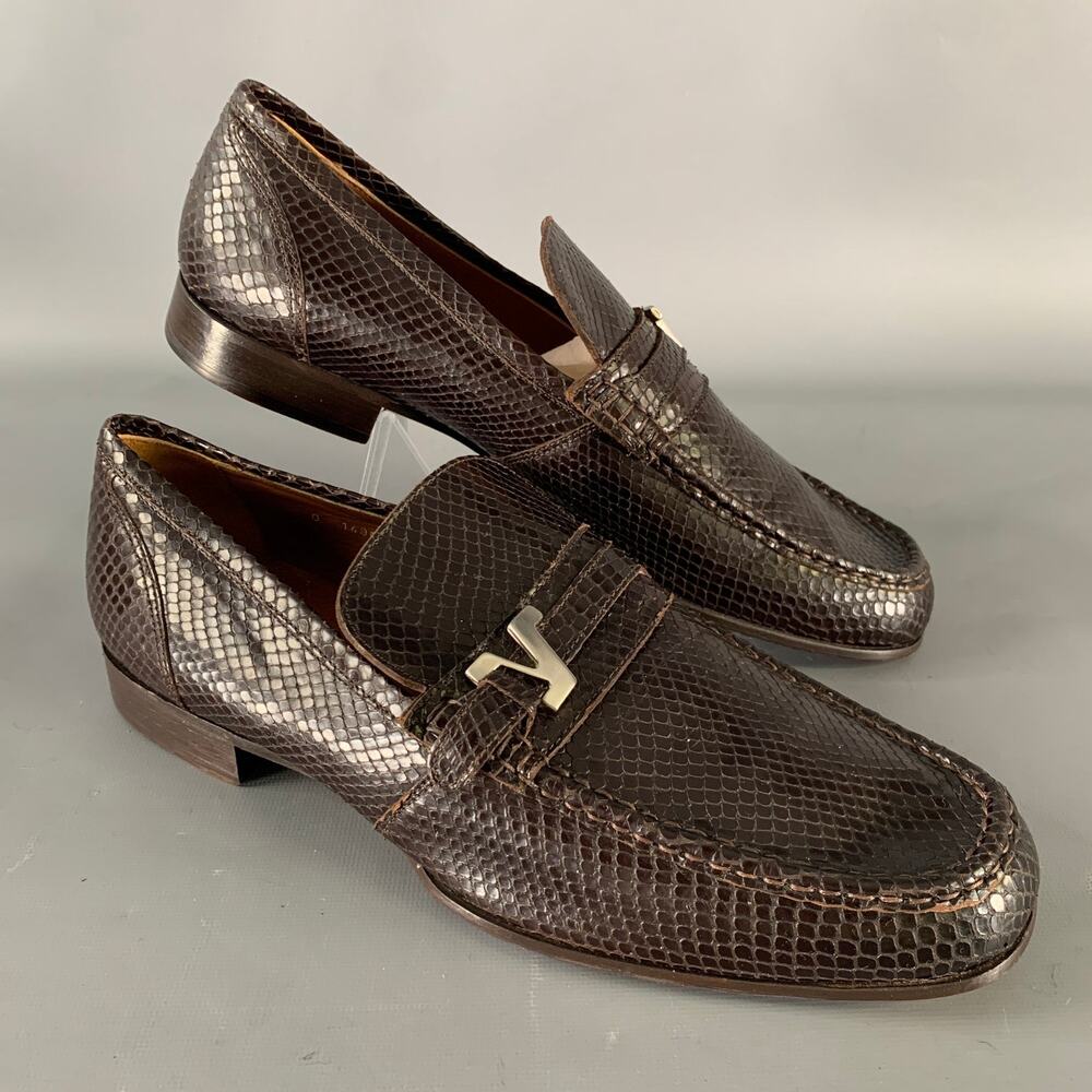 GIANNI VERSACE Size 10 Brown Python Loafer Loafers